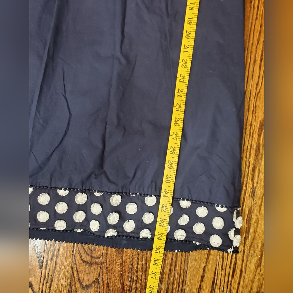 J. Crew Women's Bell Sleeve Dress With Fringe Dot Navy & Cream Size 8 - Picture 8 of 10